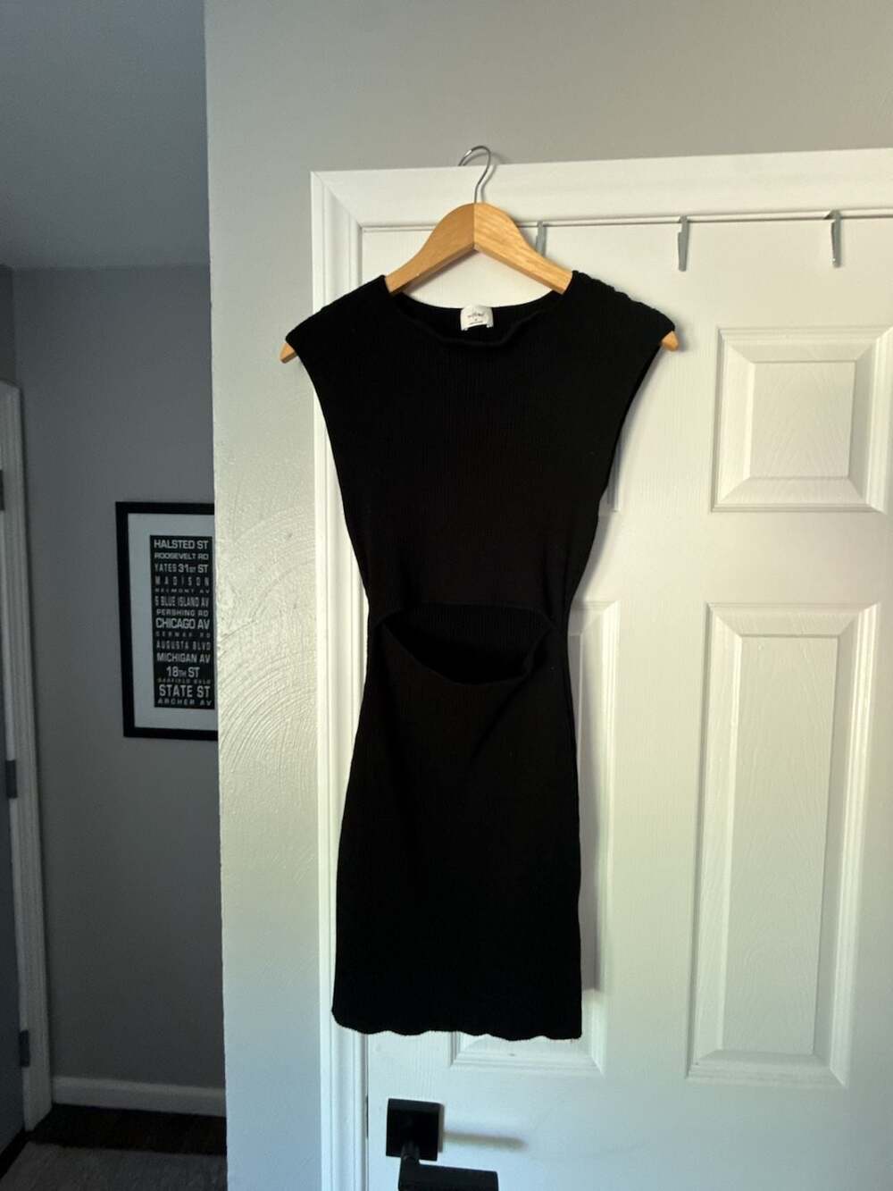 Wilfred Ribbed Knit Cut-Out Mini Dress, Black, Size Medium